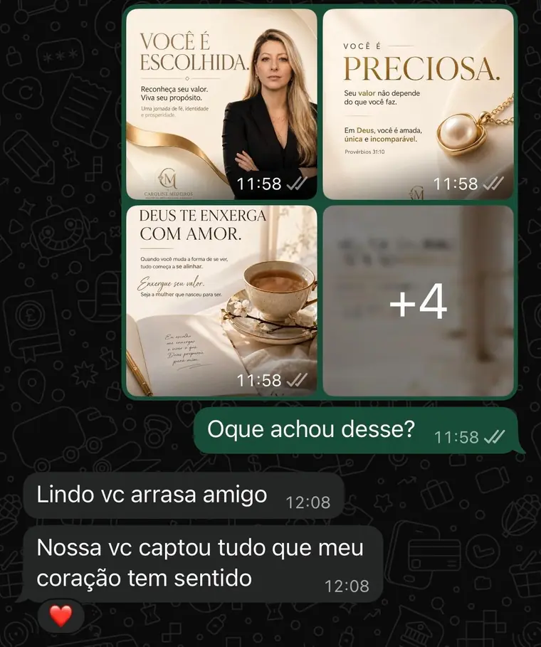 Conversa real com o feedback de Caroline Medeiros