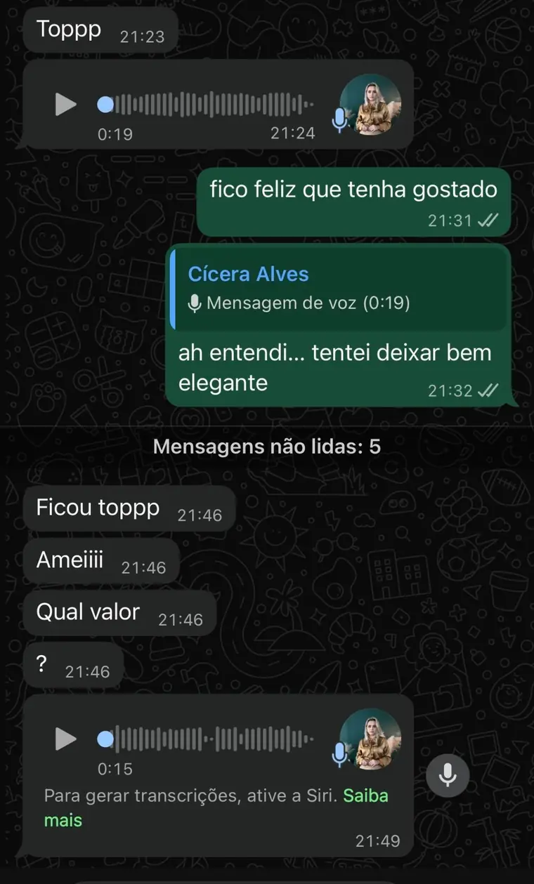 Conversa real com o feedback de Cícera Alves
