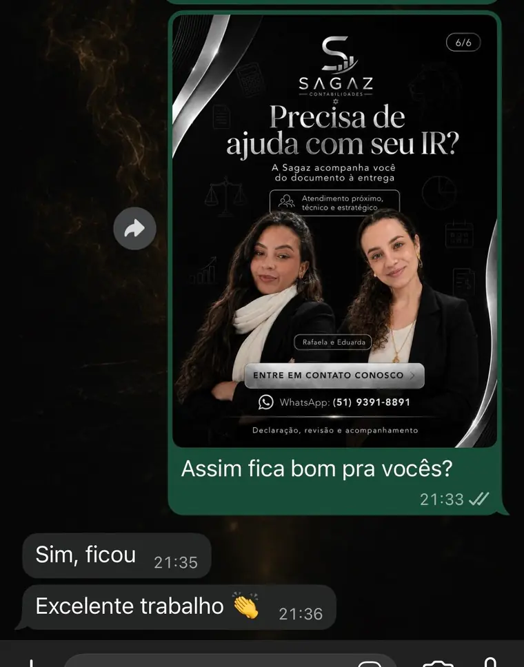 Conversa real com o feedback da Sagaz Contabilidades