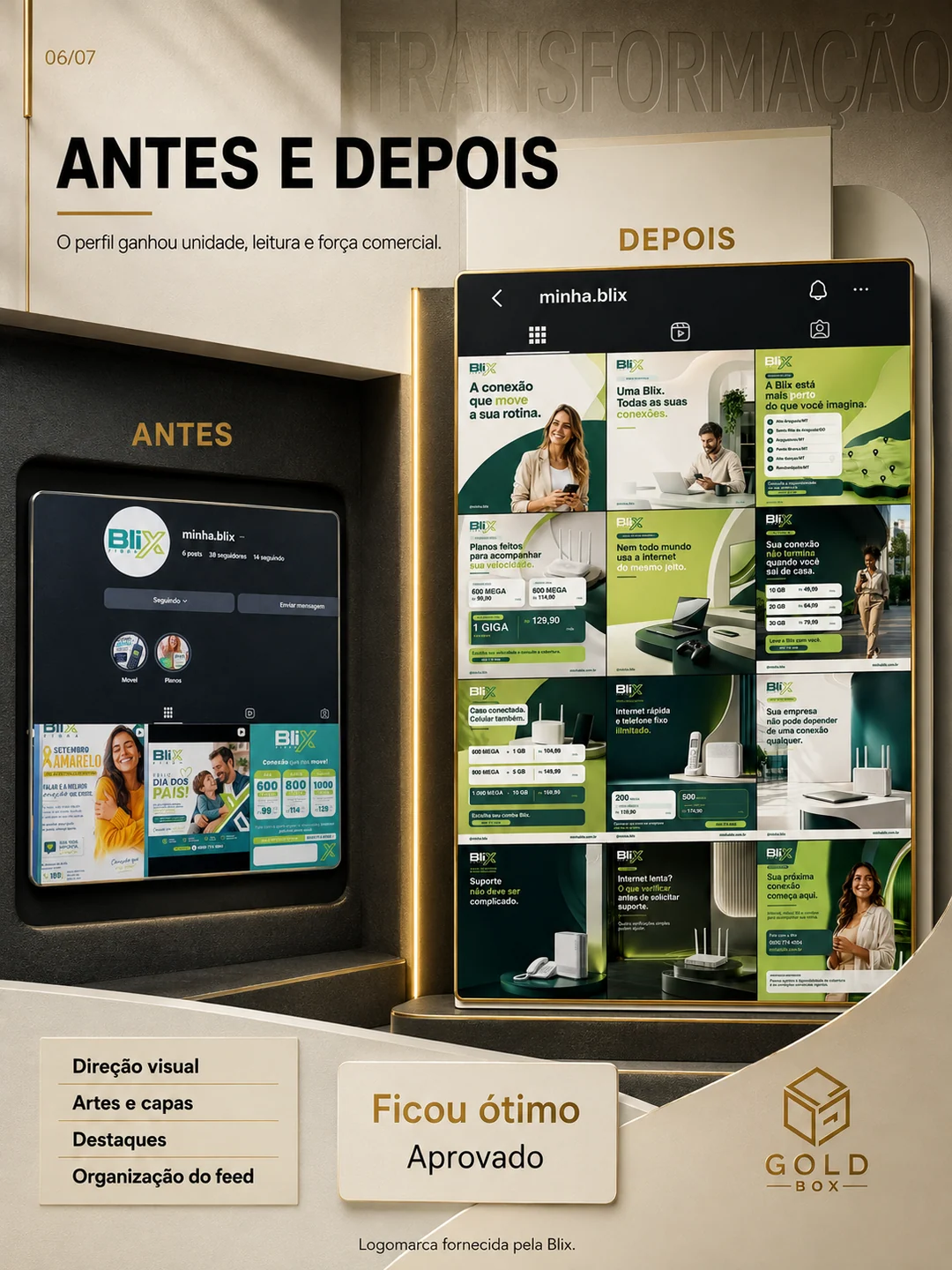 Direção visual tecnológica criada para a Blix