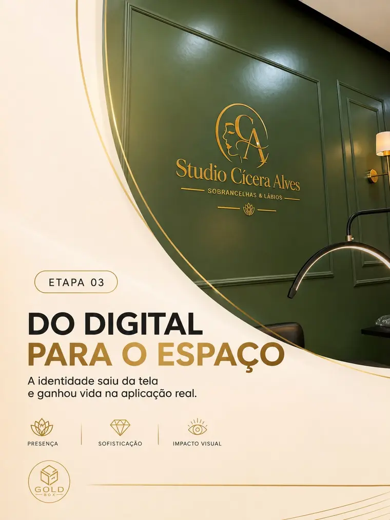 Aplicação da marca Studio Cícera Alves no espaço físico