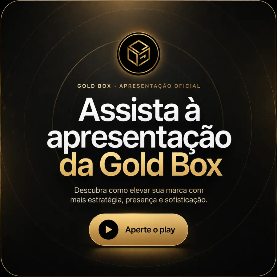 Capa da apresentação oficial da Gold Box com a chamada Aperte o play